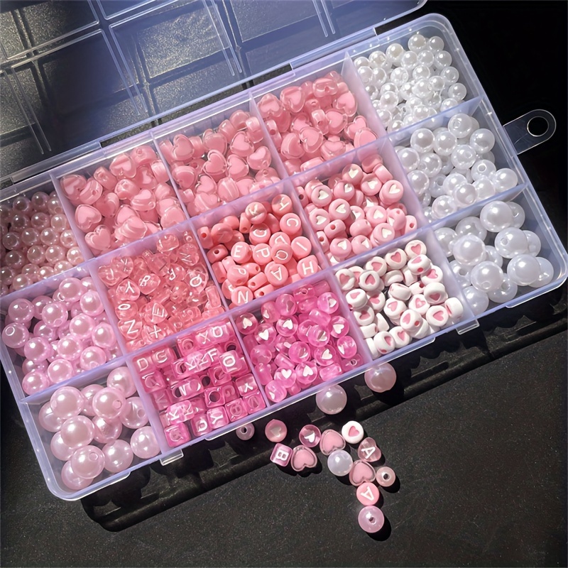 Jewelry Making Diy Kit - Boîte alphabet rose 10 pièces, perles