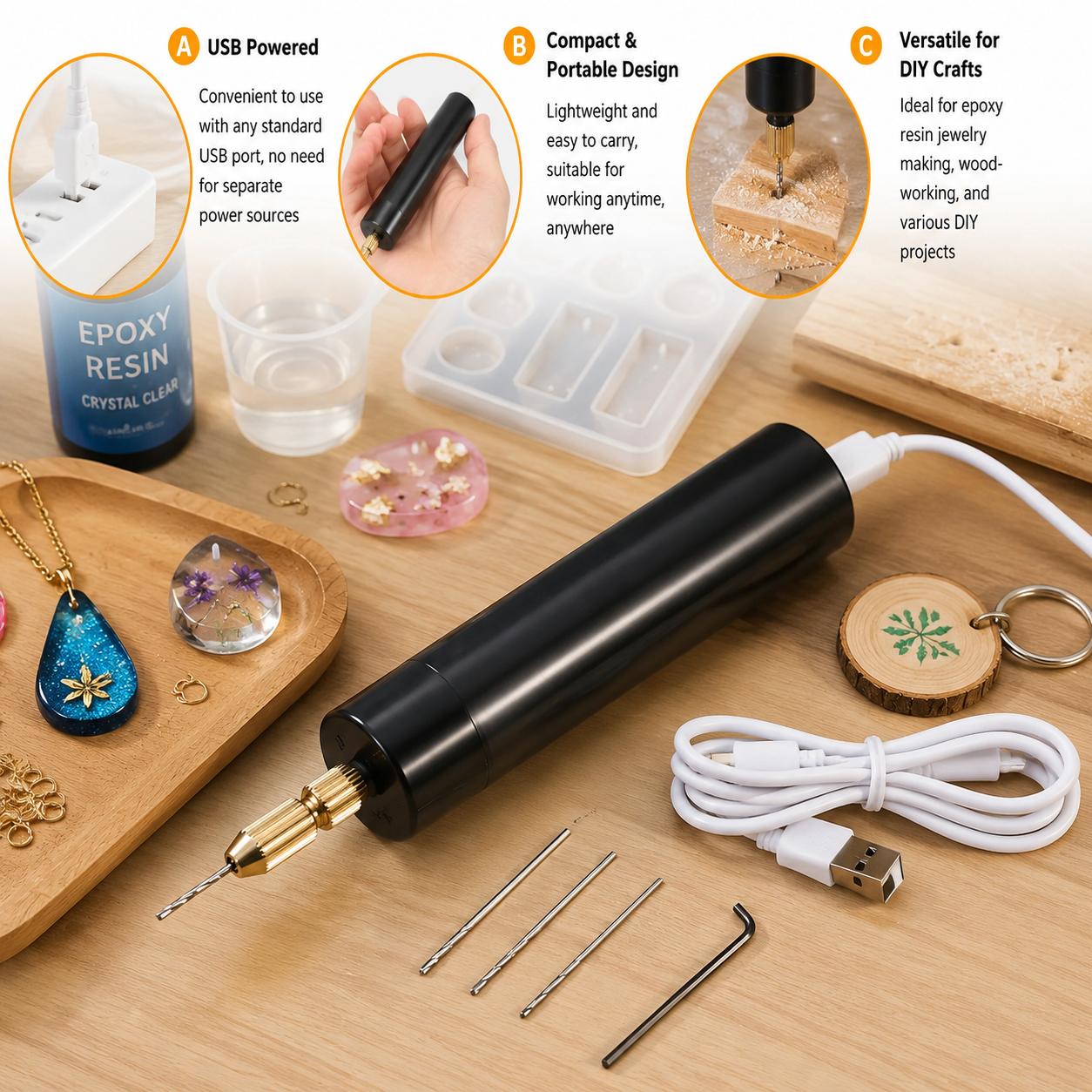 Jewelry Making Dc - Mini perceuse électrique sans fil USB,