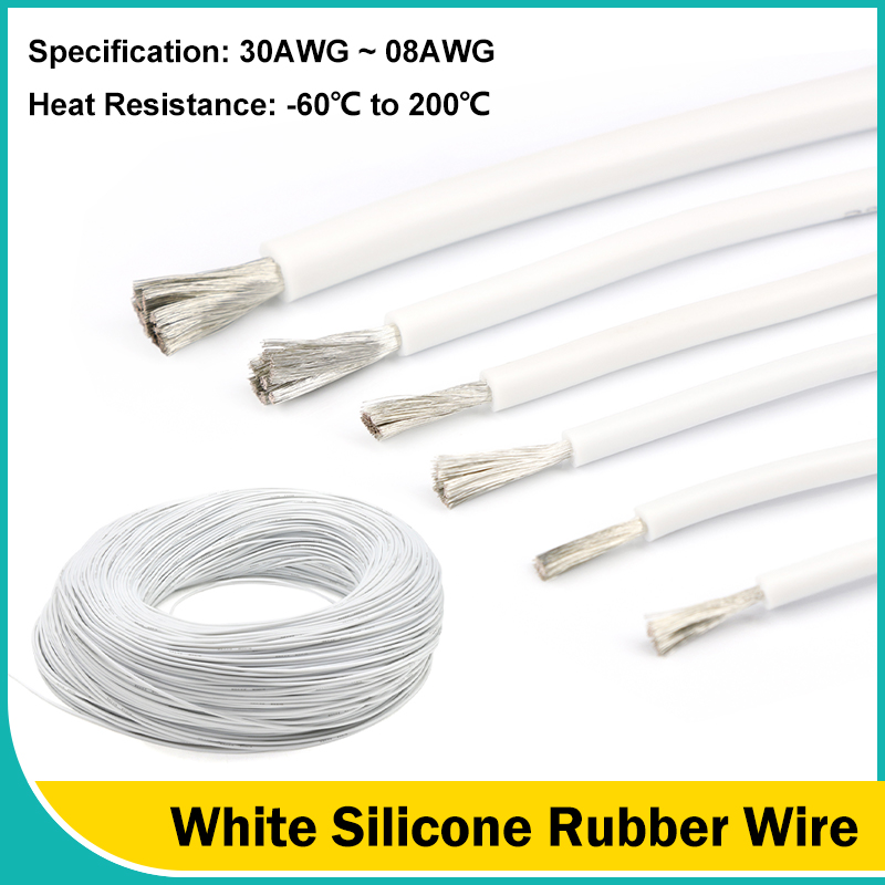 Wire 22 Gauge Copper - Fils flexibles blancs en caoutchouc de