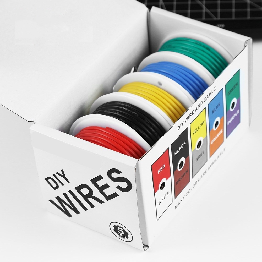 Wire 22 Gauge Copper - Fil électrique Flexible en Silicone, 20-24awg,