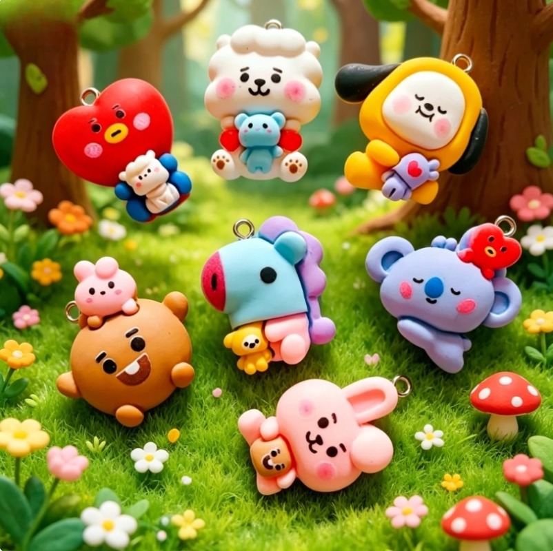Breloques en résine BT21, 7 pi - Jewelry Making Necklaces avis et prix
